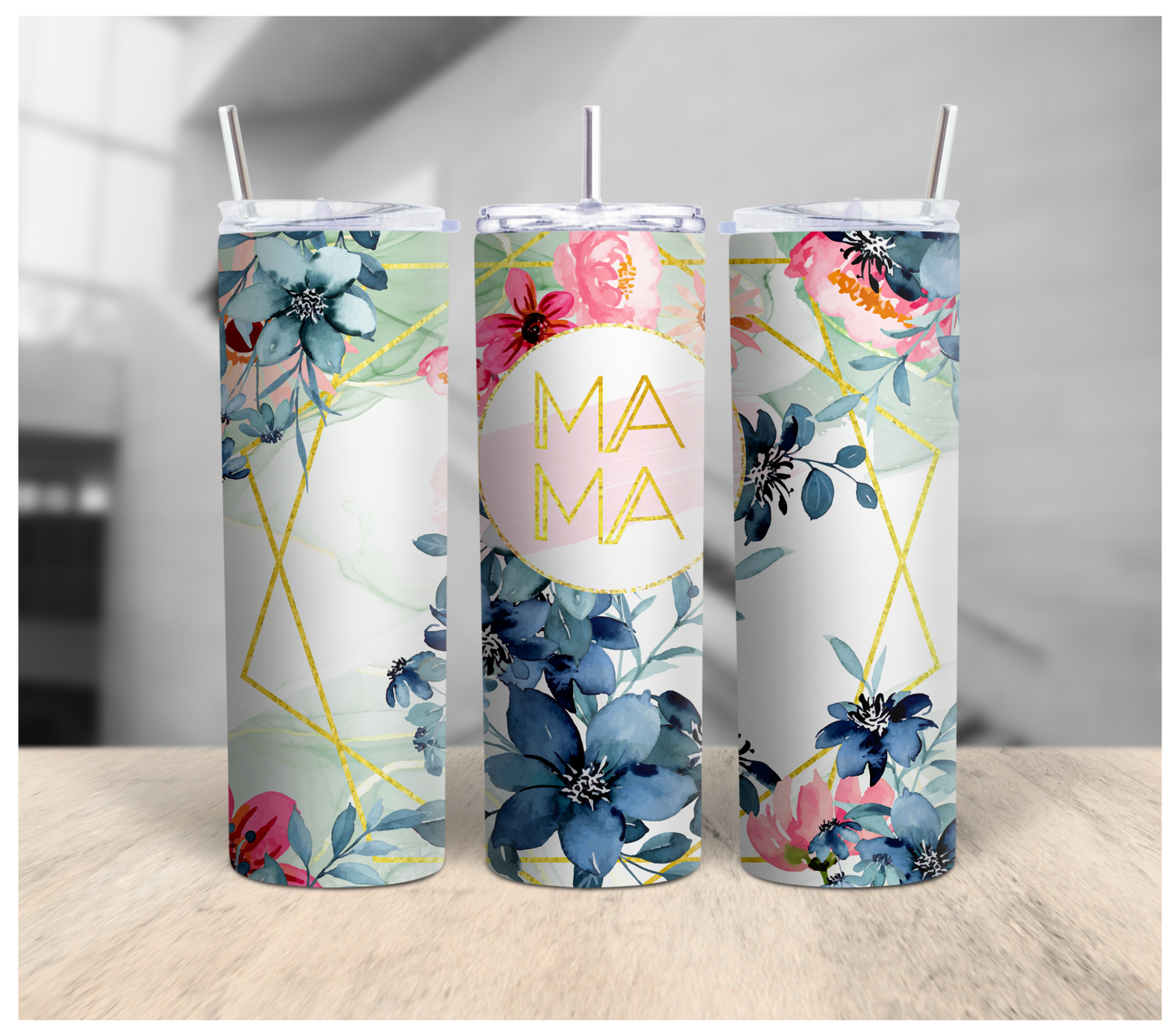 Mama Watercolor Flower Tumbler