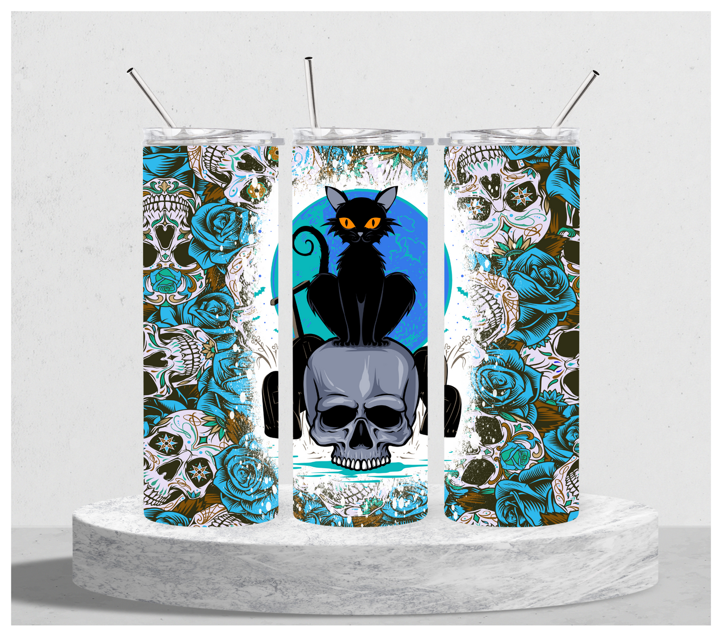 Cat & Skulls Tumbler