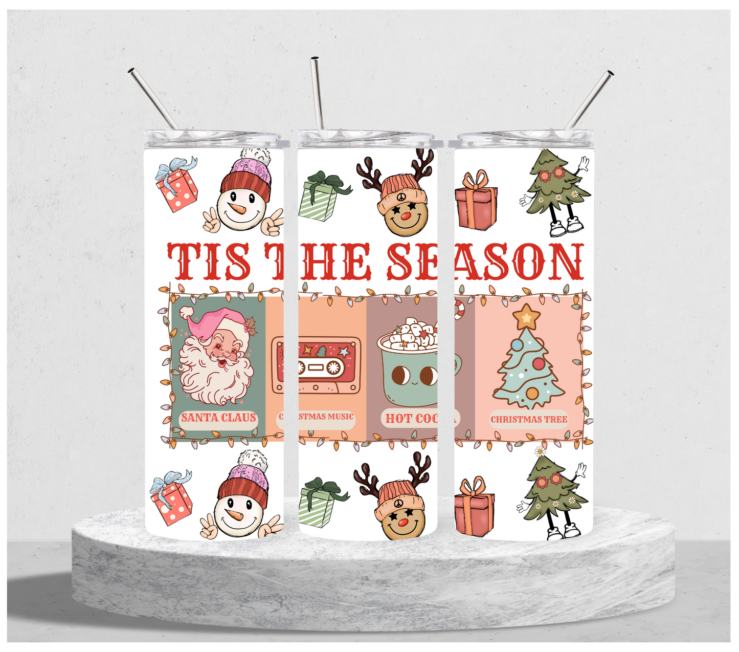 Retro Tis the Season Tumbler
