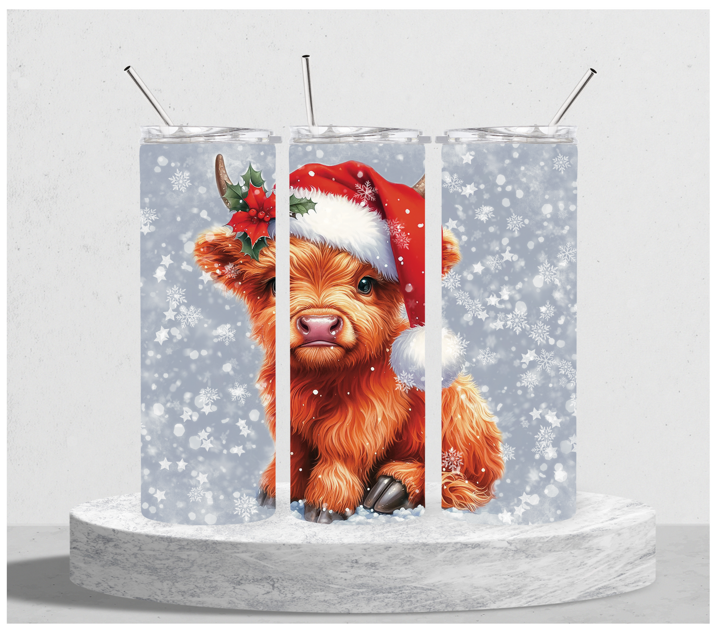 Christmas Highland Cow Tumbler