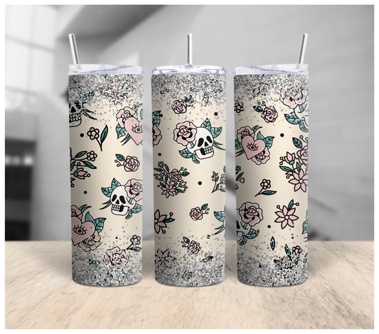 Glitter Skull Tumbler