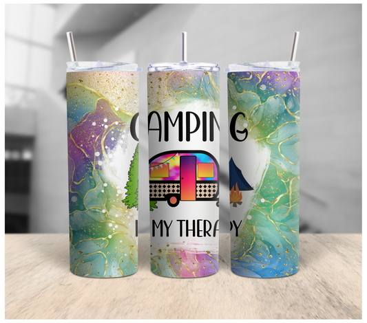 Camping Is My Therapy Tumbler