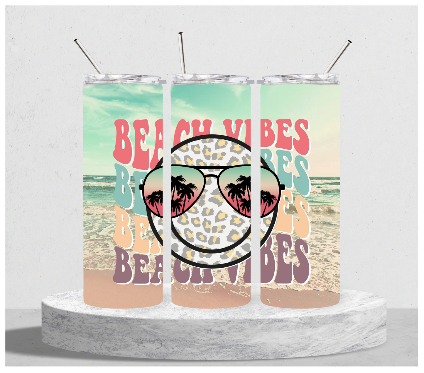 Beach Vibes Retro Tumbler