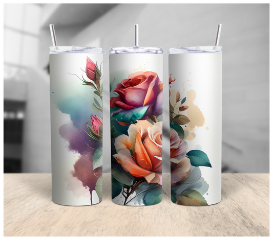 Watercolor Flower Tumbler