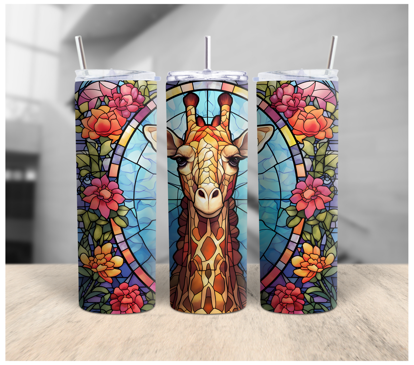 Stained Glass Giraffe Tumbler