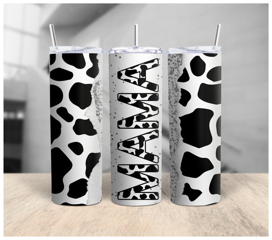 Mama Cow Print Tumbler