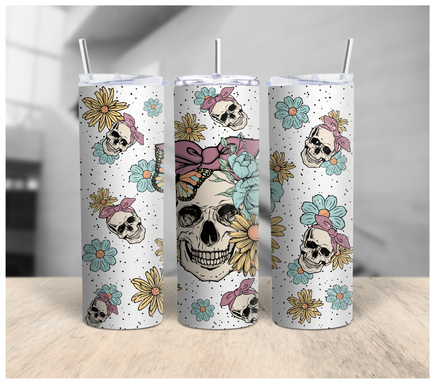 Skull Flowers Tumbler