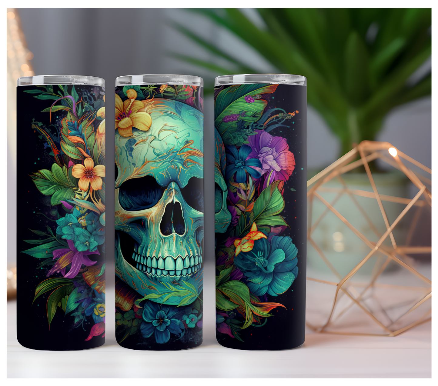 Floral Skull Tumbler